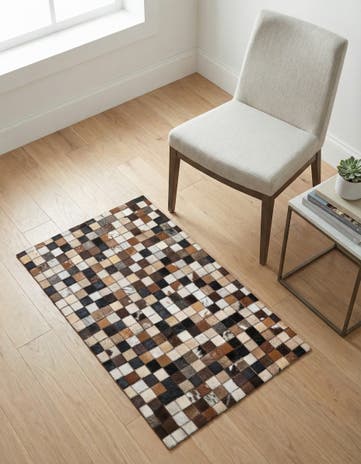 2' x 3' 1 Cowhide Leather Rug