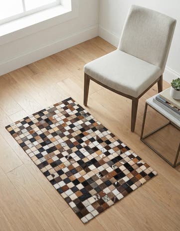 2' x 3' 1 Cowhide Leather Rug