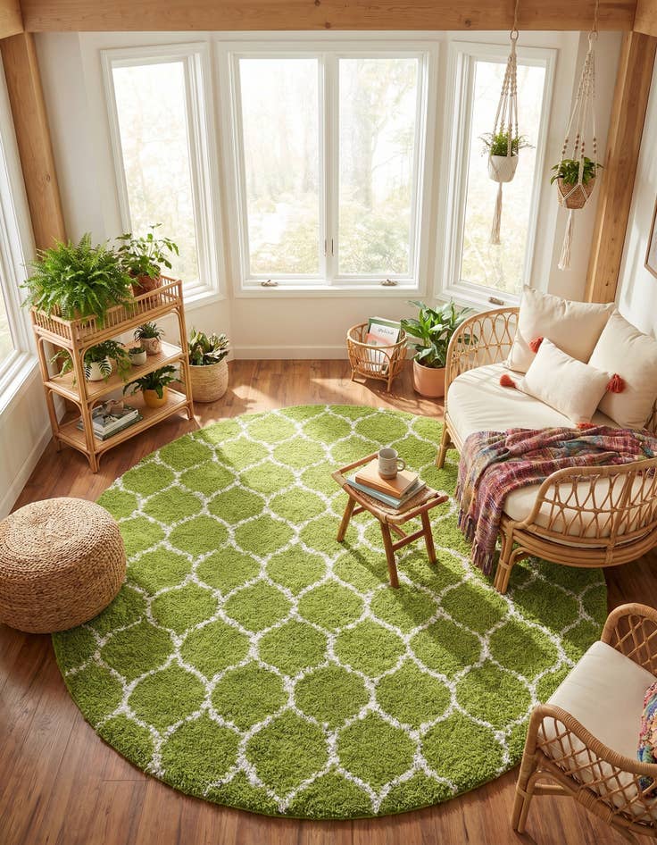 Detail image of 10' x 10' Trellis Shag Round Rug