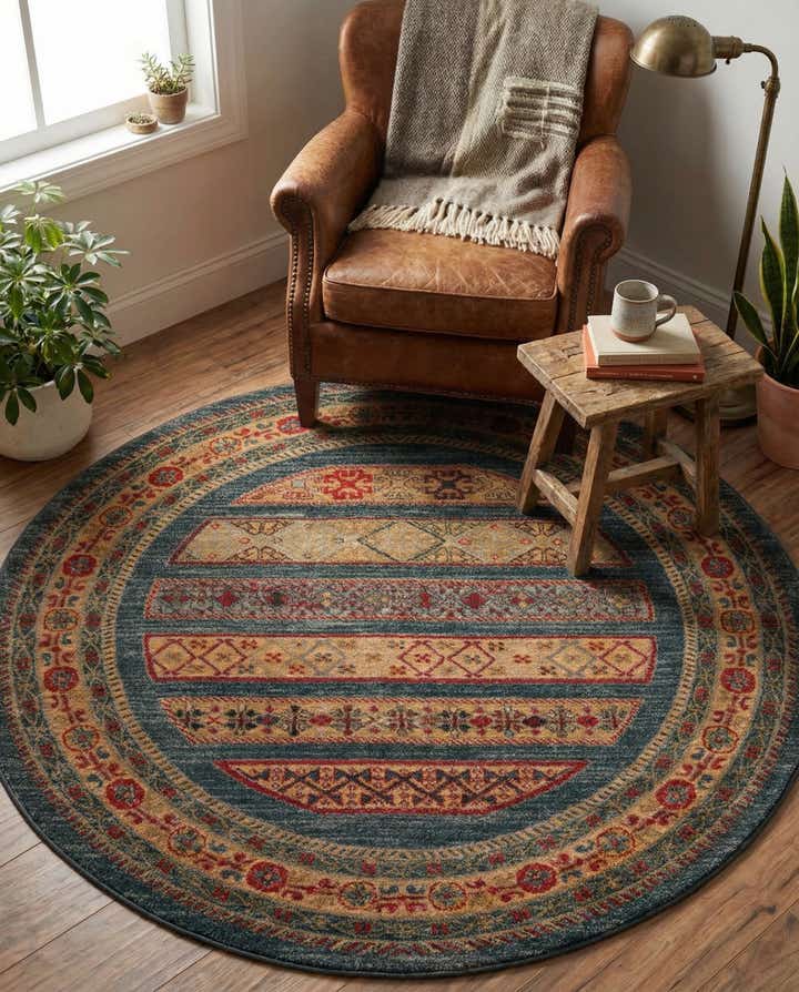 5' x 5' Kashkuli Gabbeh Round Rug