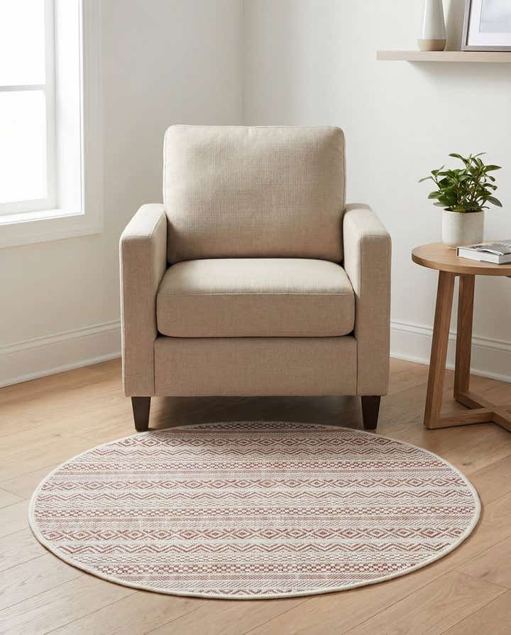3' x 3' Easy-Clean Striped Indoor / Outdoor Round Rug