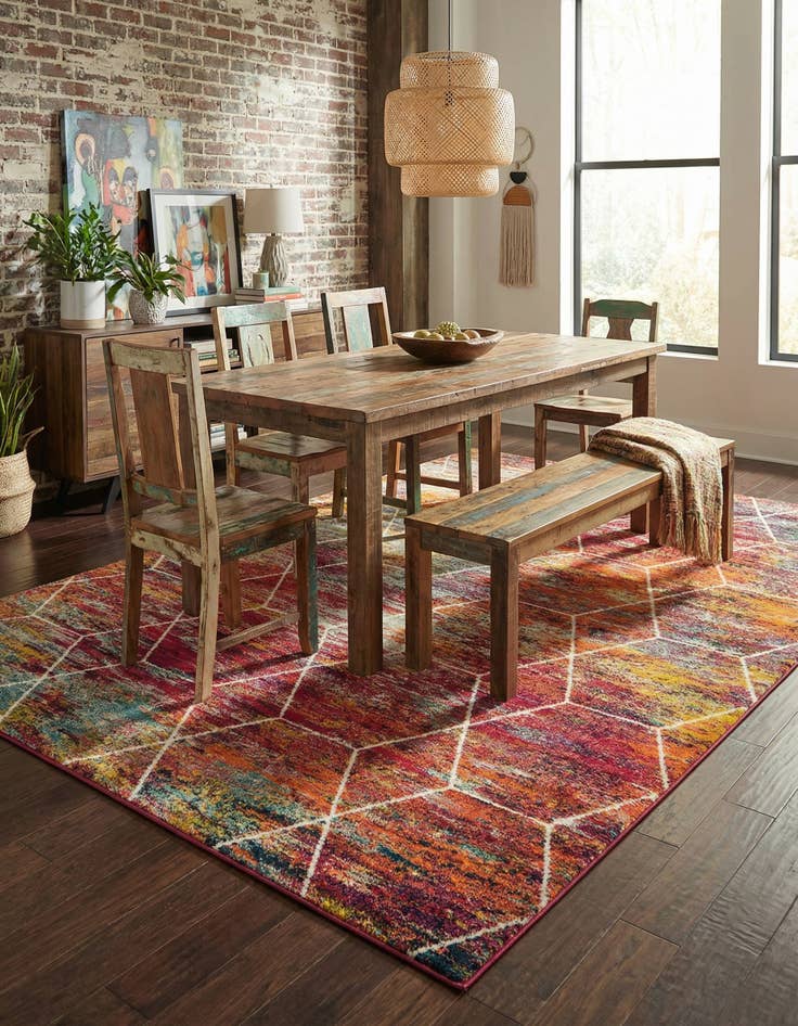 Detail image of  10' x 13' Lattice Frieze Rug