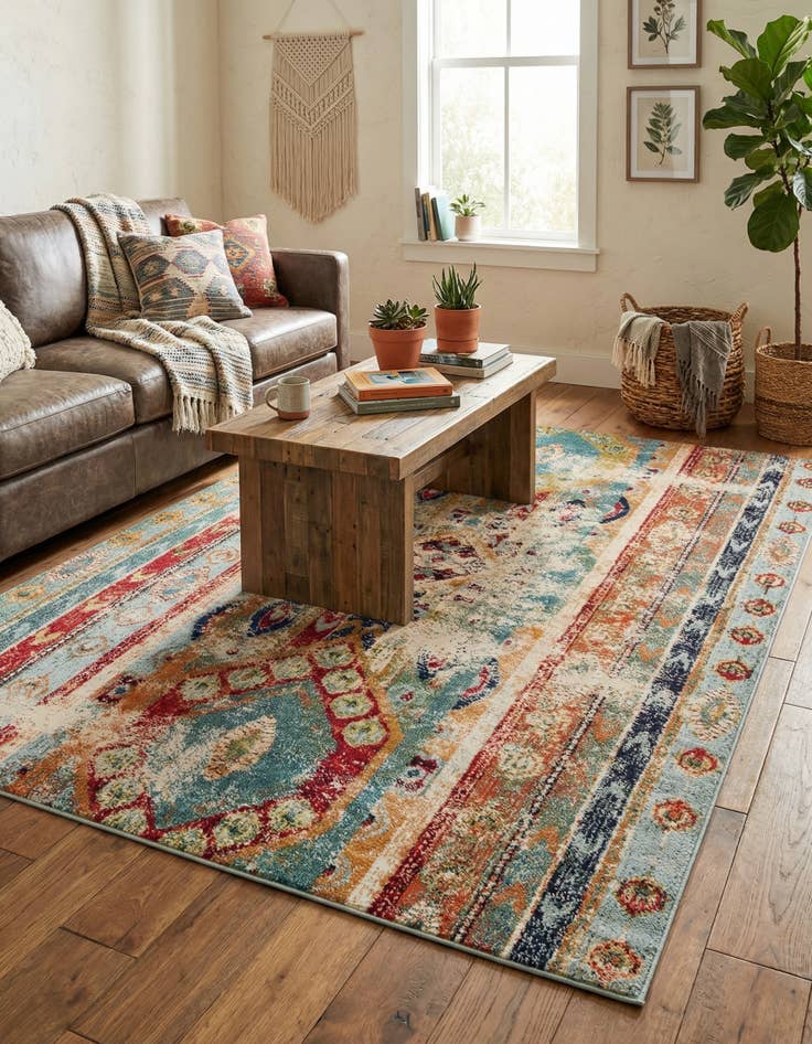 Detail image of 7' x 10'  Washable Santa Fe Rug