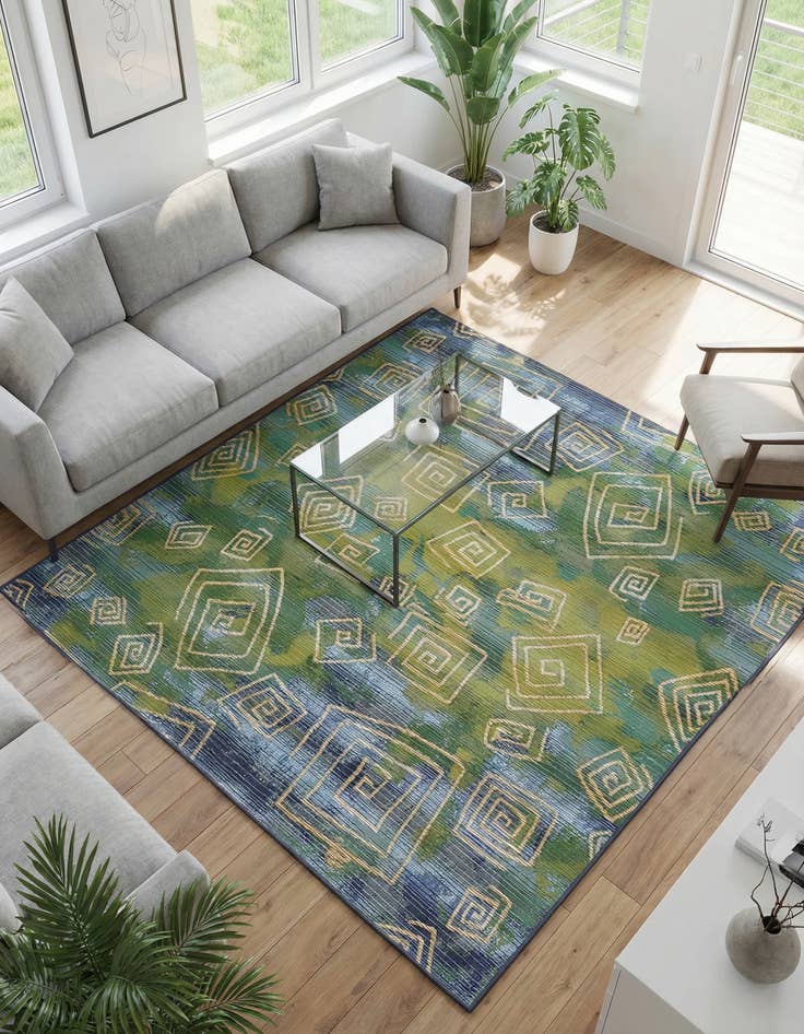 Detail image of 6' x 6' Washable Modern Indoor / Outdoor Square Rug