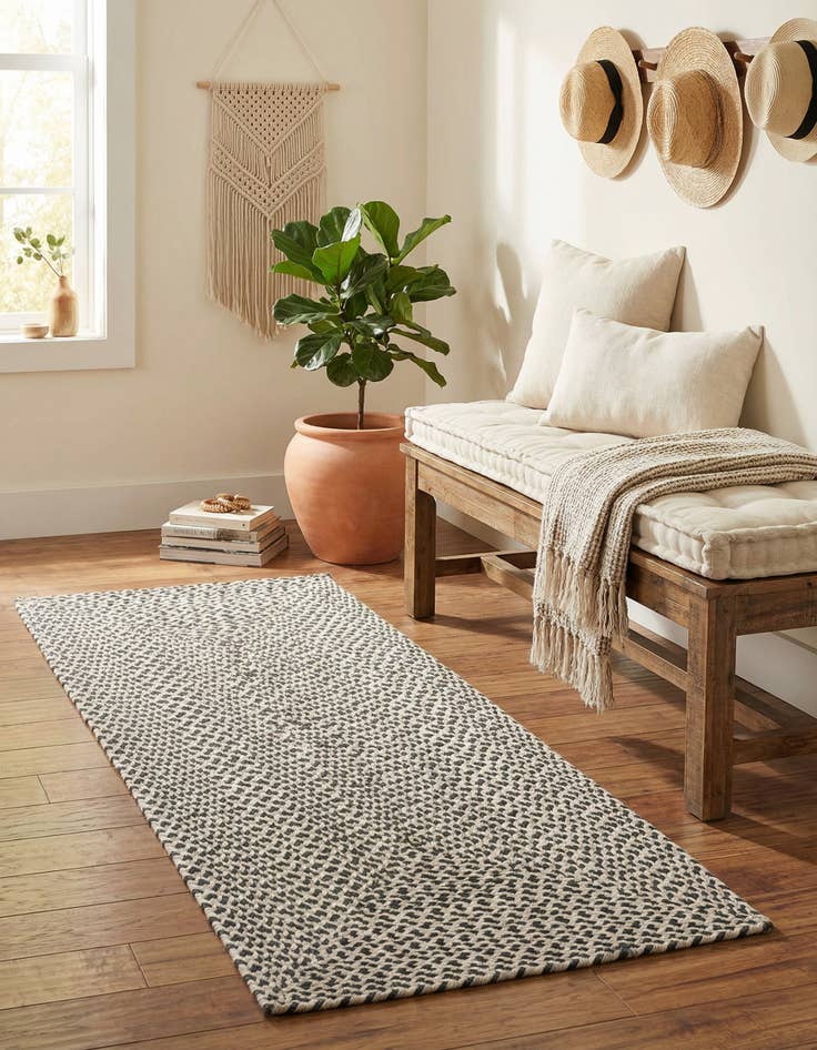 Detail image of 2' x 4' 1  Hand Tweed Braided Jute Runner Rug