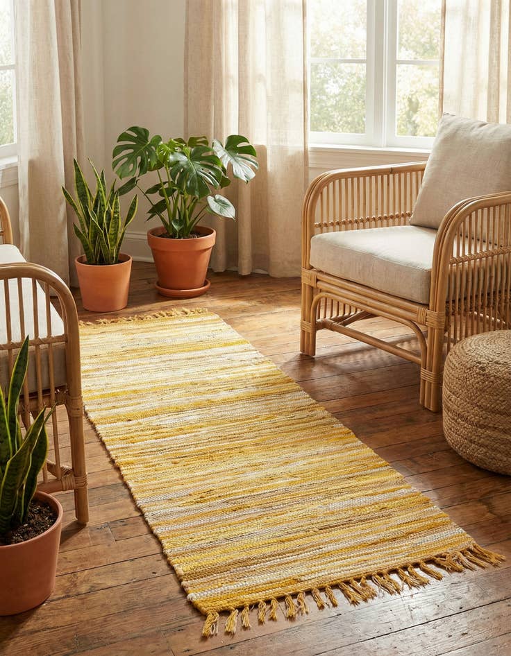 Detail image of 2' 2 x 6' 7 Hand Woven Chindi Cotton Runner Rug