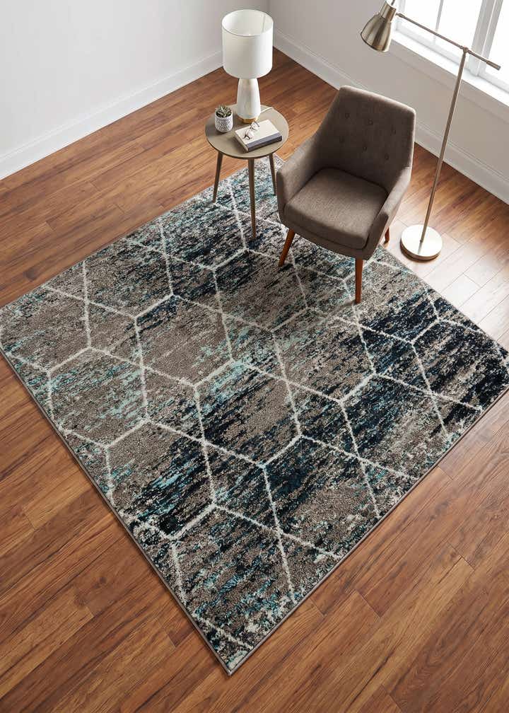 4' x 4' Lattice Frieze Square Rug