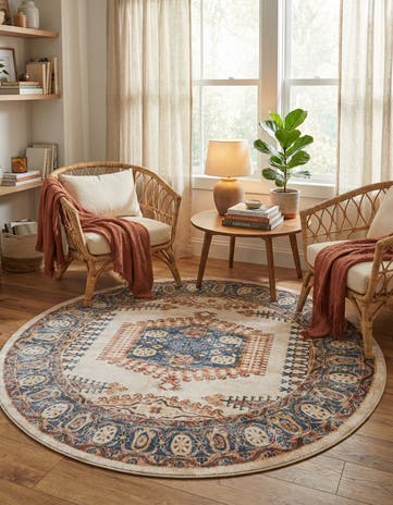 Cream Eden Round Rug