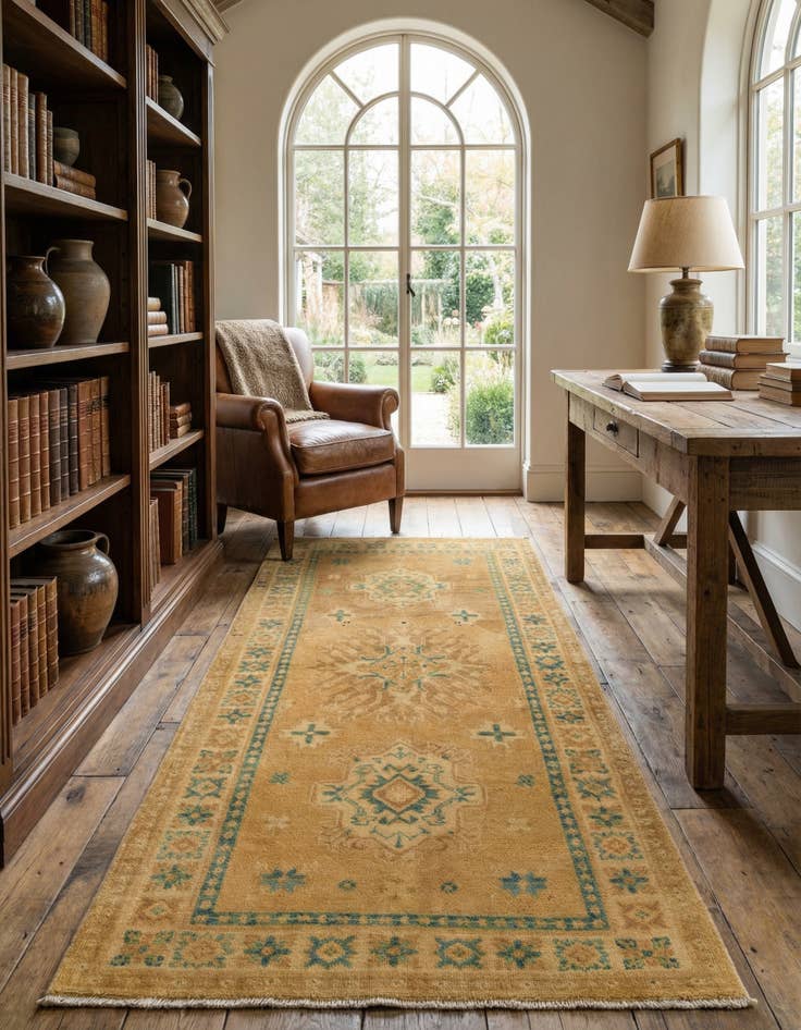 Detail image of 2' 9 x 5' 4 Hand Knotted Oushak Wool Runner Rug