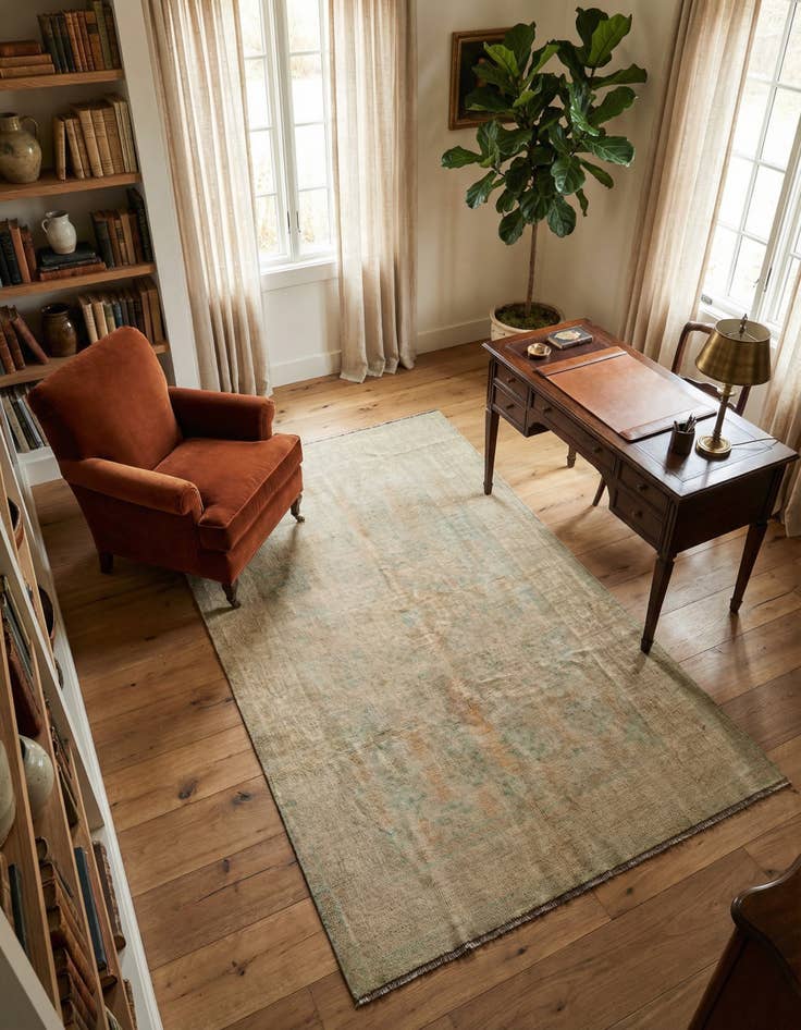 Detail image of 3' 10 x 6' 2 Hand Knotted Oushak Wool Rug