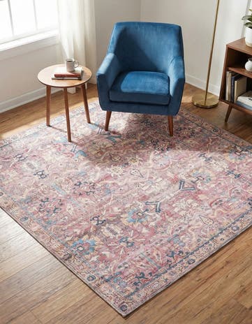 5' 3 x 5' 3 Washable Nostalgia Square Rug