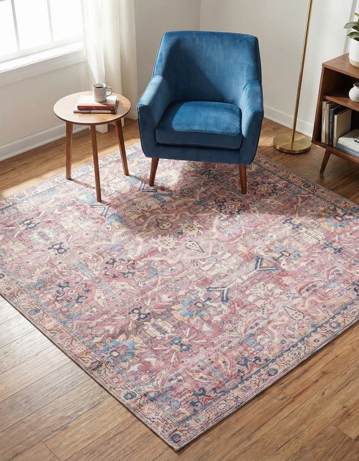 5' 3 x 5' 3 Washable Nostalgia Square Rug