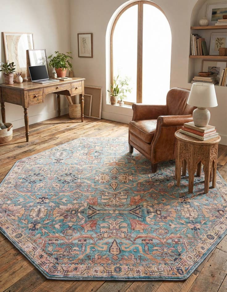 Detail image of 7' 10 x 7' 10  Washable Nostalgia Octagon Rug