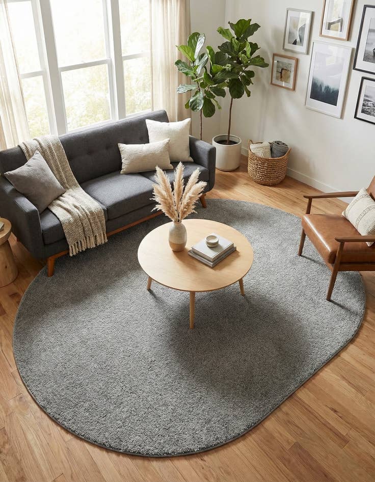 Detail image of  8' x 10' Solid Frieze Oval Rug