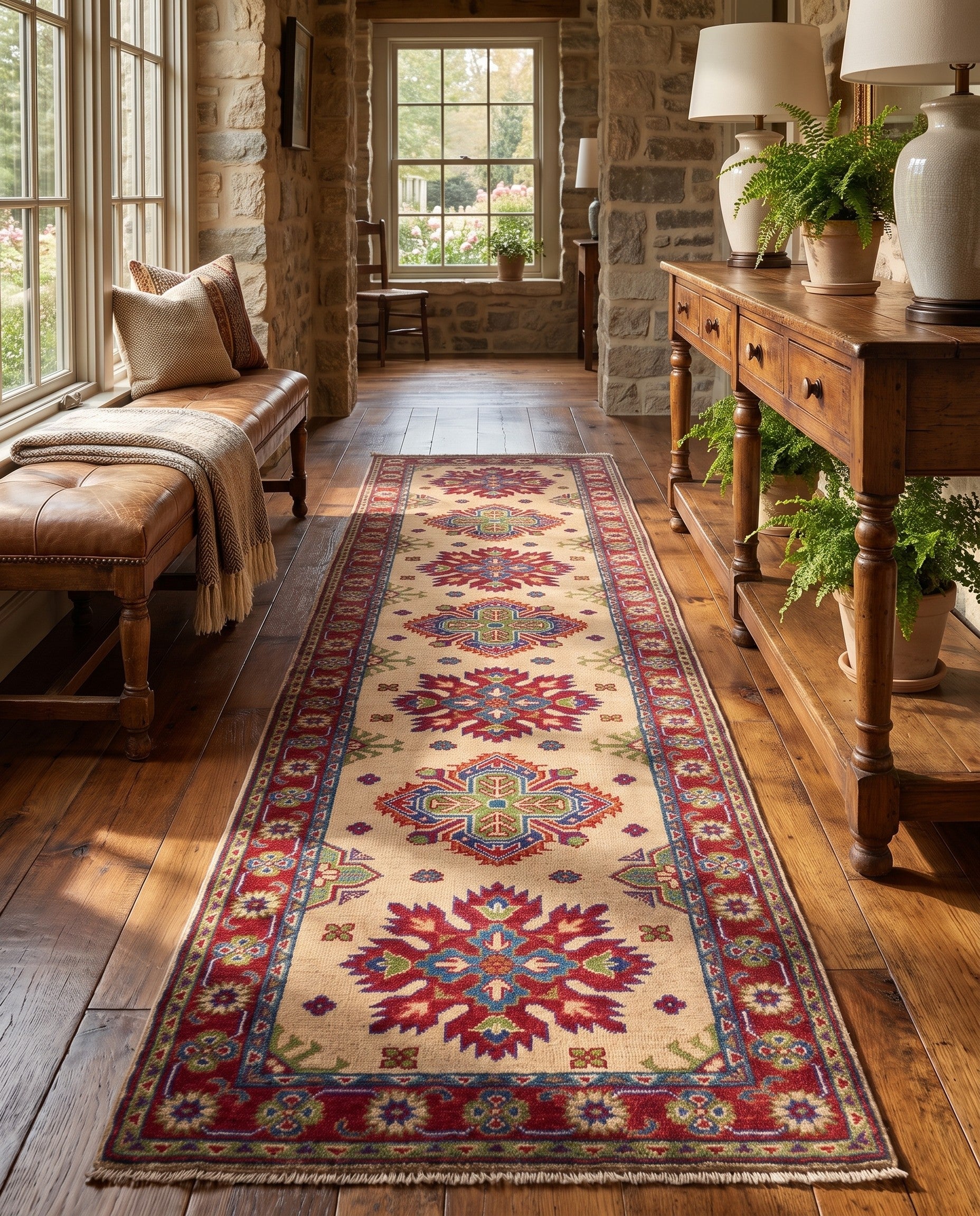 Detail image 3 of 10: 2' 8 x 9' 11 Hand Knotted Kazak Runner Rug