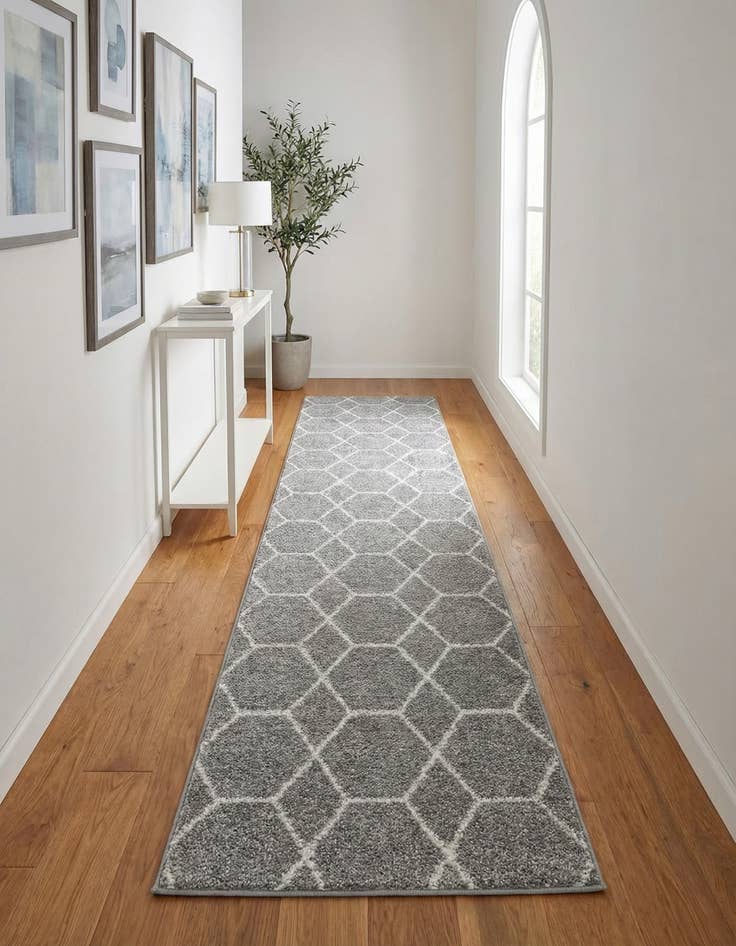 Detail image of  2' x 13' Lattice Frieze Runner Rug