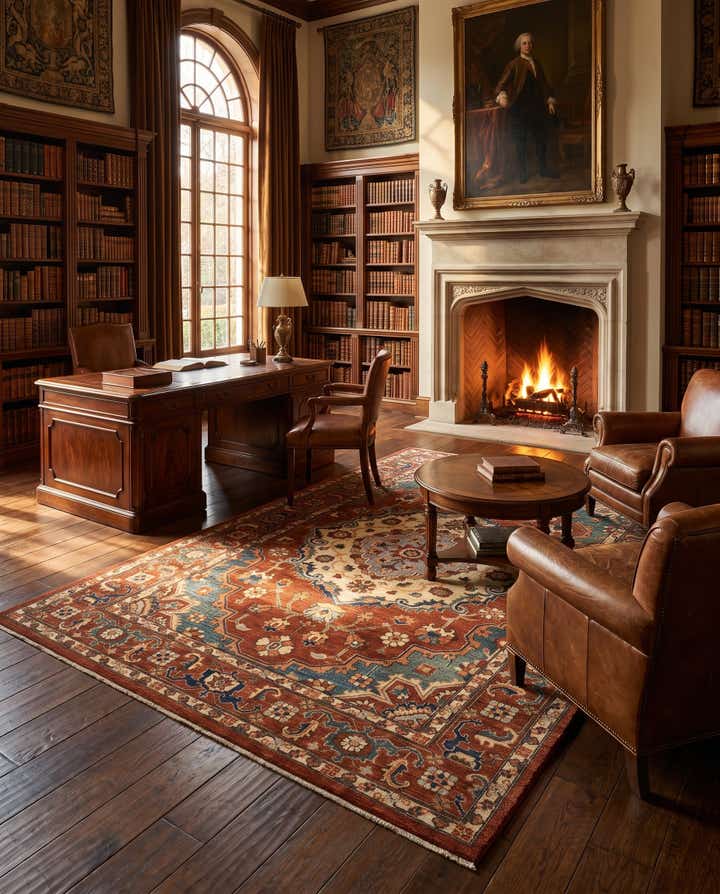 6' 11 x 9' 9 Hand Knotted Heriz Rug