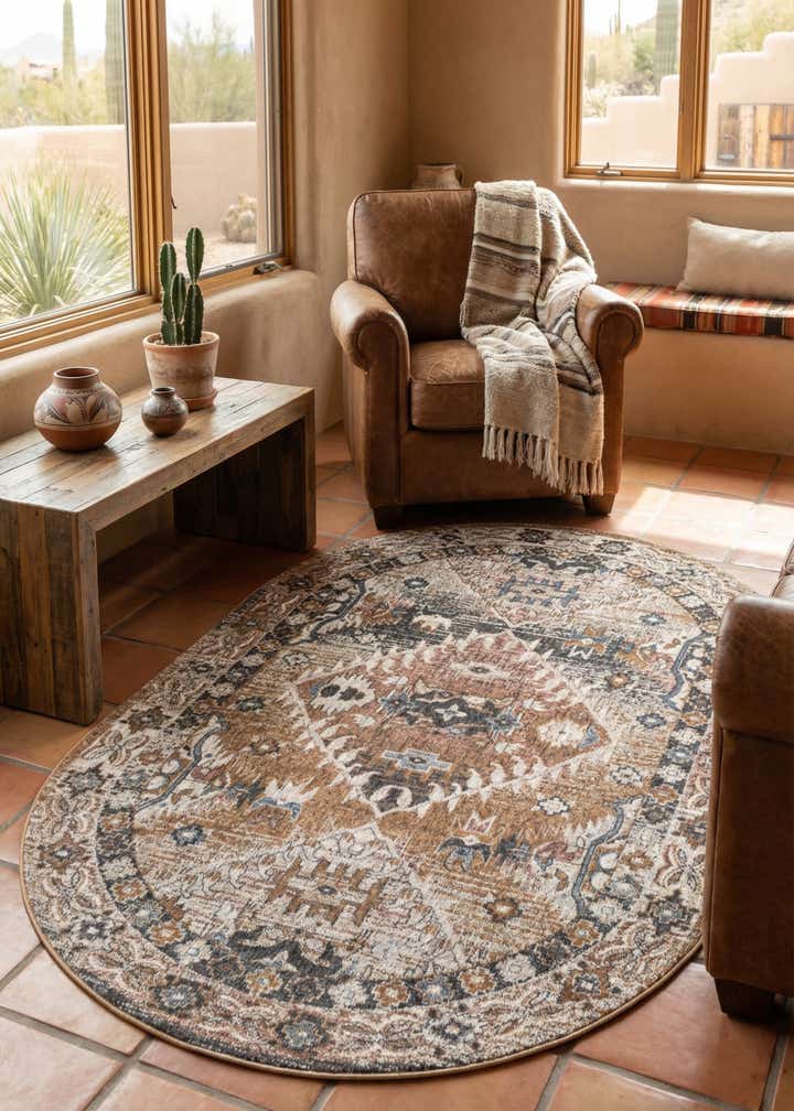 5' 3 x 8' Eco Southwestern Oval Rug