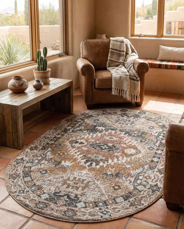5' 3 x 8' Eco Southwestern Oval Rug