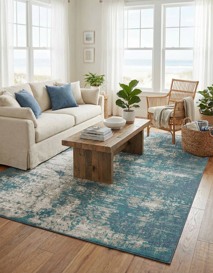 Detail image of 7' 10 x 10' Washable Coastal Indoor / Outdoor Rug