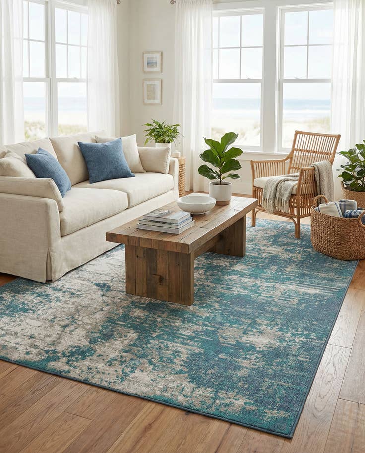 Detail image of 7' 10 x 10' Easy-Clean Coastal Indoor / Outdoor Rug