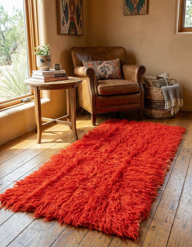 Detail image of 2' 3 x 4' 5 Hand Knotted Moroccan Wool Runner Rug