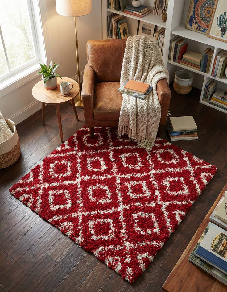 Detail image of 3' 3 x 3' 3 Lattice Shag Square Rug