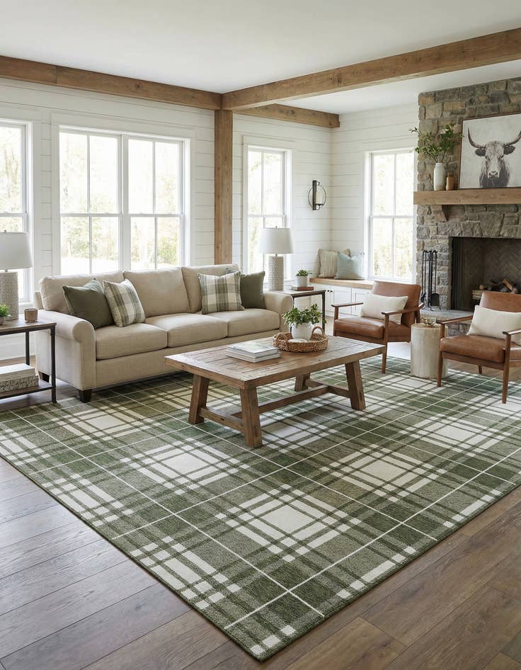 Detail image of  10' x 10'  Washable Checkered Indoor / Outdoor Square Rug