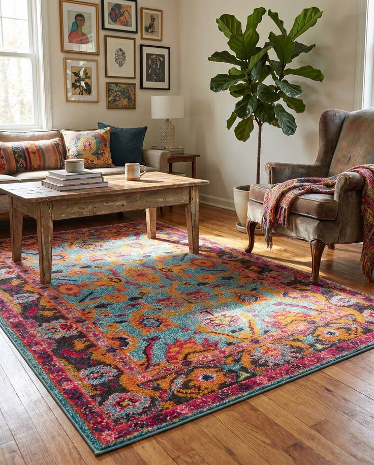 Detail image of 5' x 8' Washable Fleur Rug