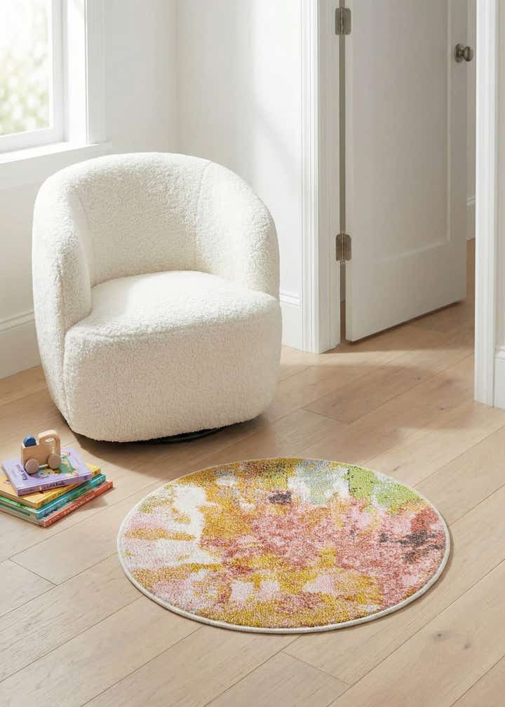 2' 2 x 2' 2 Abstract Whimsy Kids Round Rug