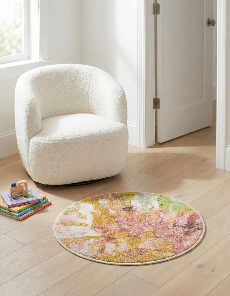 Detail image of 2' 2 x 2' 2 Abstract Whimsy Kids Round Rug