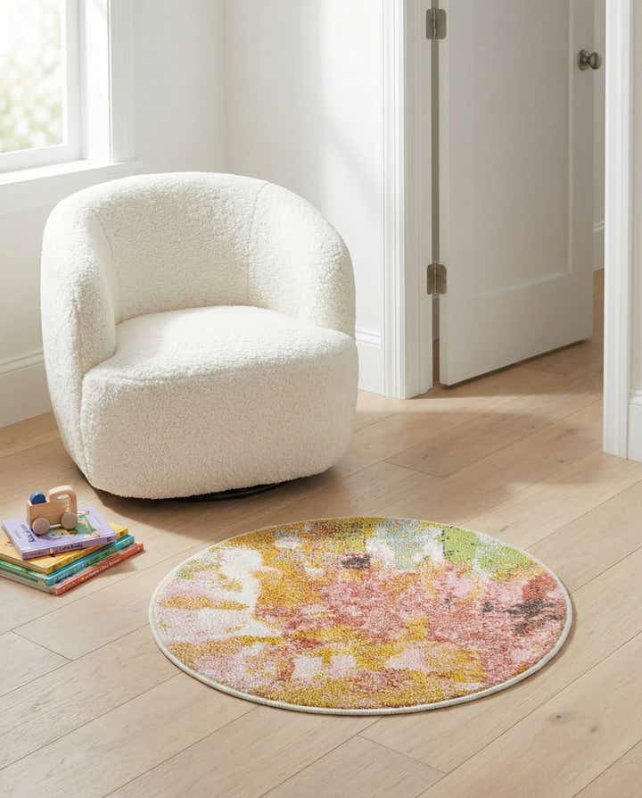 2' 2 x 2' 2 Abstract Whimsy Kids Round Rug