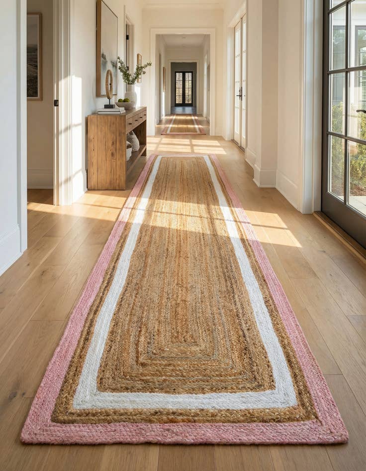 Detail image of 2' 7 x 12'  Hand Braided Jute Runner Rug