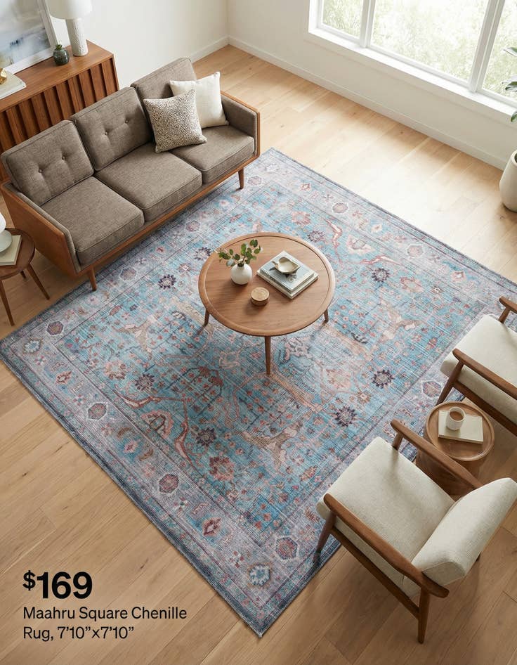 Detail image of 7' 10 x 7' 10  Washable Maahru Square Rug