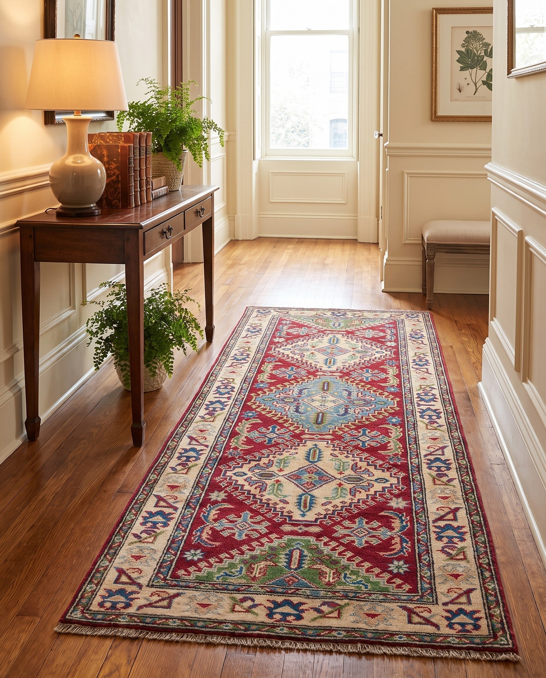 85cm x 195cm Hand Knotted Kazak Runner Rug