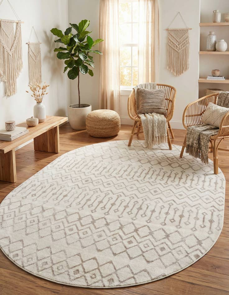 Detail image of  8' x 10' Bohemian Trellis Oval Rug