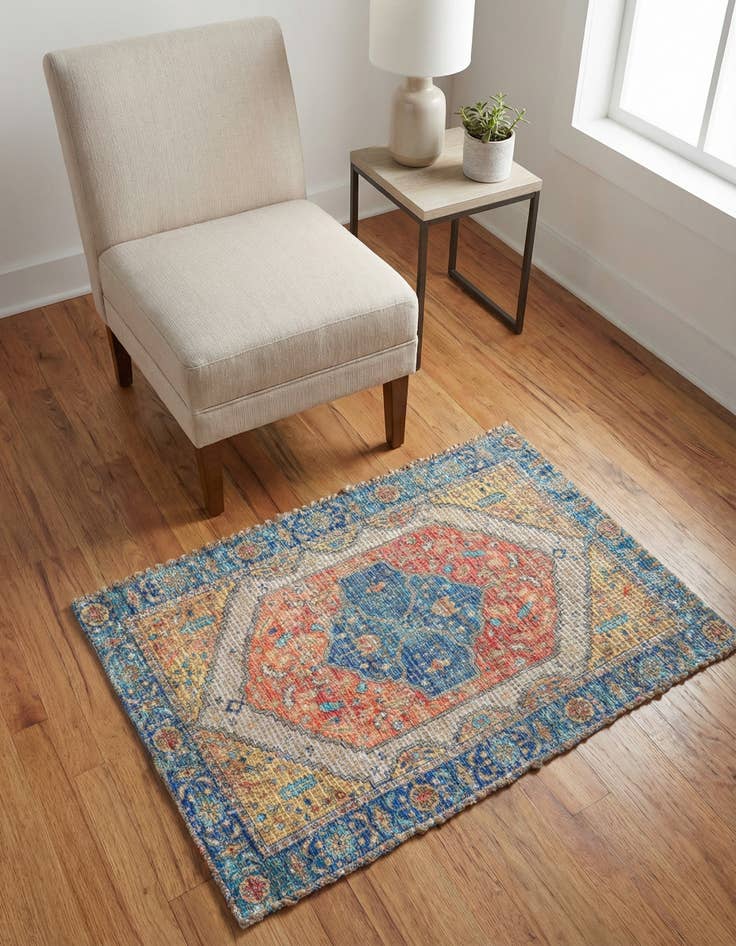 Detail image of 2' x 3' 1  Hand Woven Chenille Jute Rug