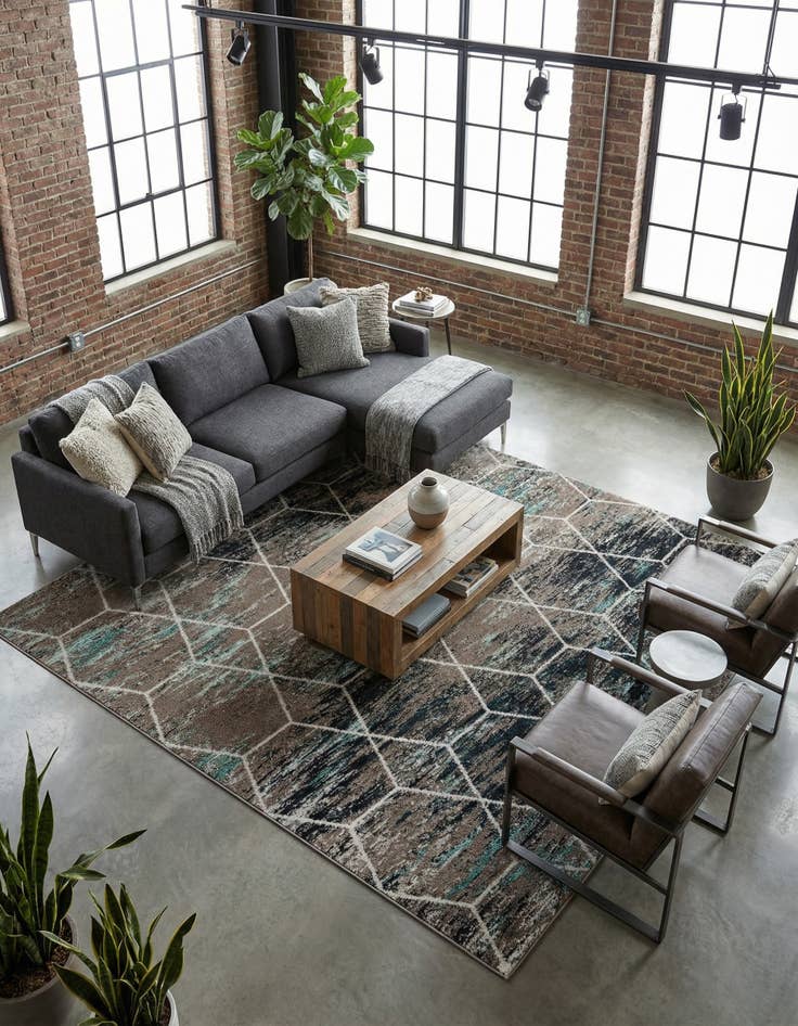 Detail image of 7' 10 x 10' Lattice Frieze Rug