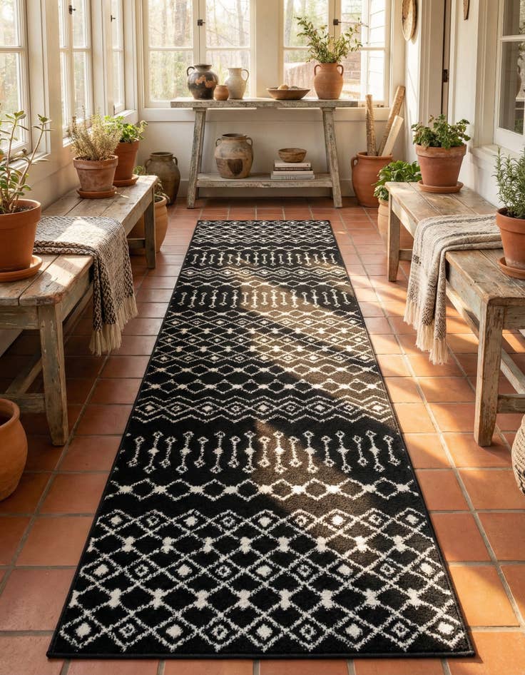 Detail image of 2' 7 x 12' Moroccan Trellis Runner Rug