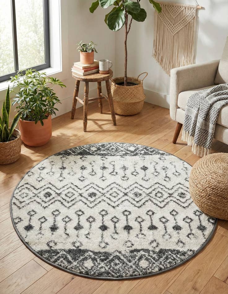Detail image of 3' x 3' Moroccan Trellis Round Rug