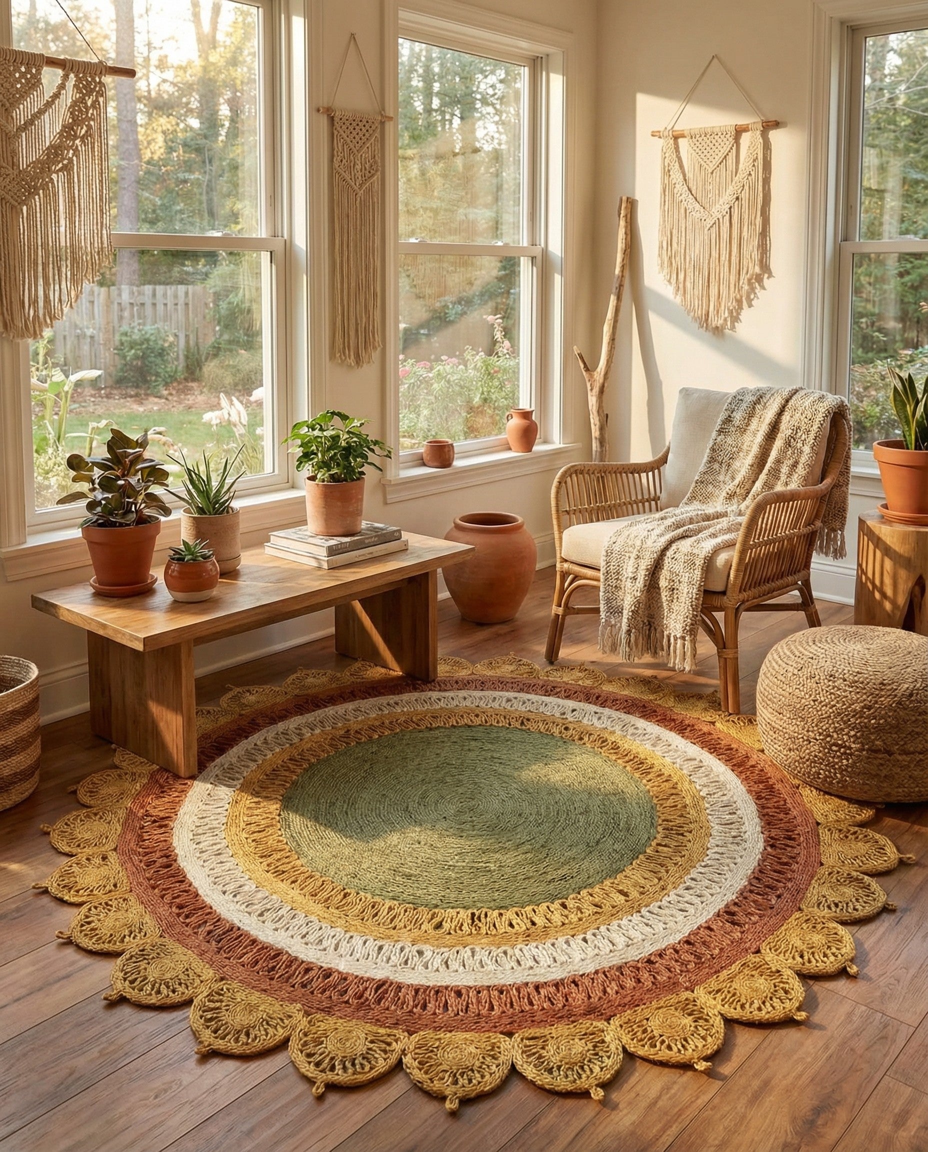 6' 1 x 6' 1 Handmade Braided Jute Round Rug