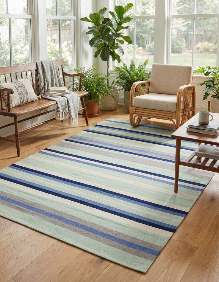 Detail image of 6' 1 x 9'  Hand Woven Flatweave Cotton Dhurrie Rug