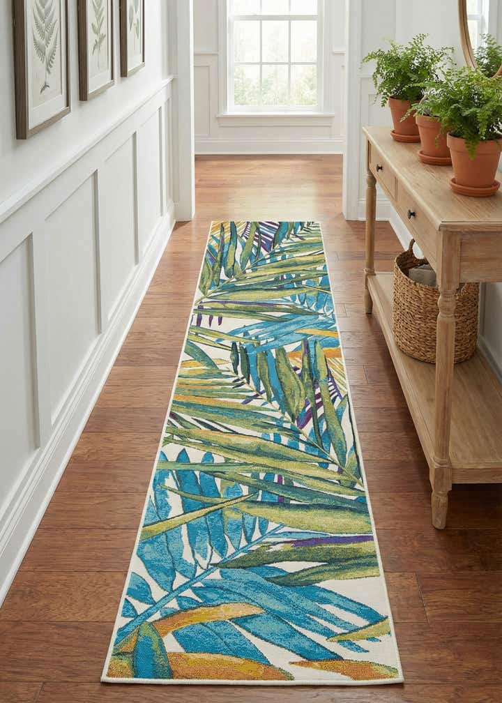 2' 7 x 12' Easy-Clean Botanical Indoor / Outdoor Runner Rug