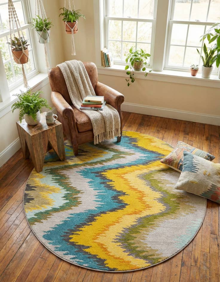 Detail image of  6' x 6'  Washable Hyacinth Round Rug