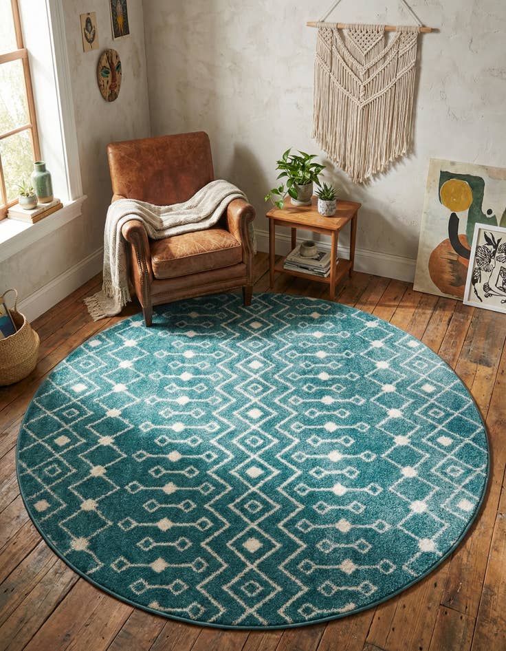 Detail image of 6' x 6' Moroccan Trellis Round Rug