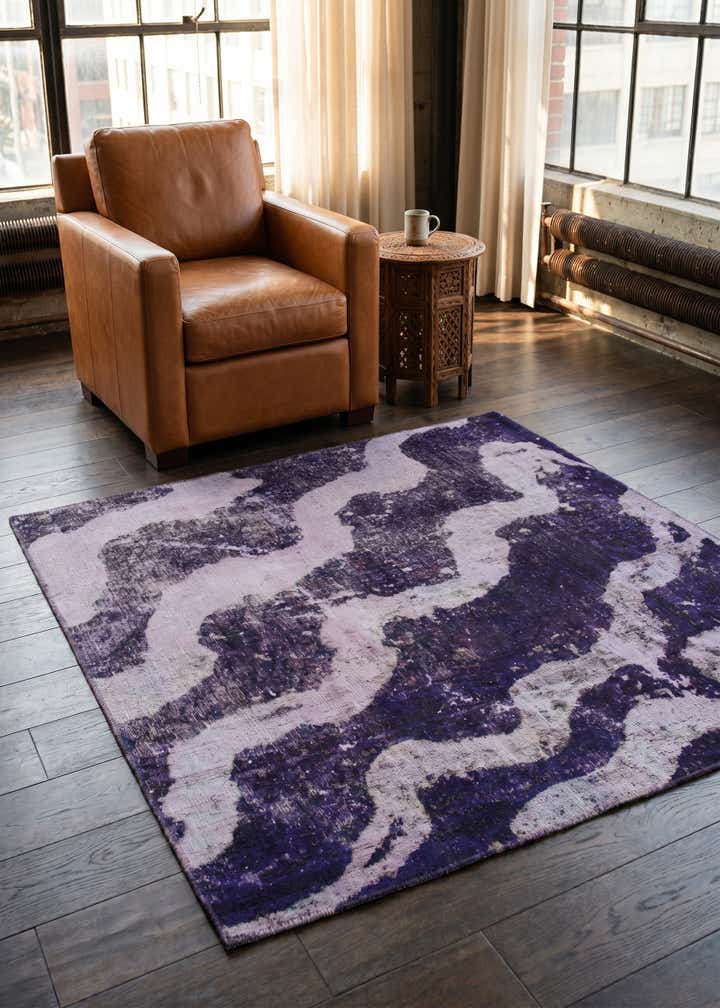 4' 6 x 4' 8 Hand Knotted Ultra Vintage Persian Wool Square Rug