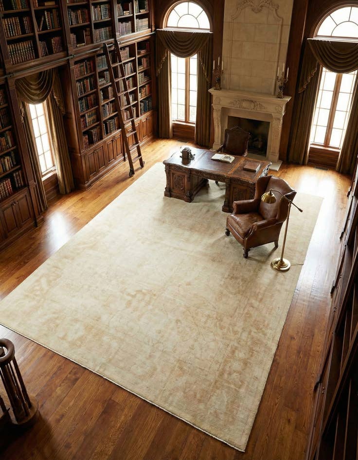 Detail image of 10' 3 x 14' 2 Hand Knotted Oushak Wool Rug