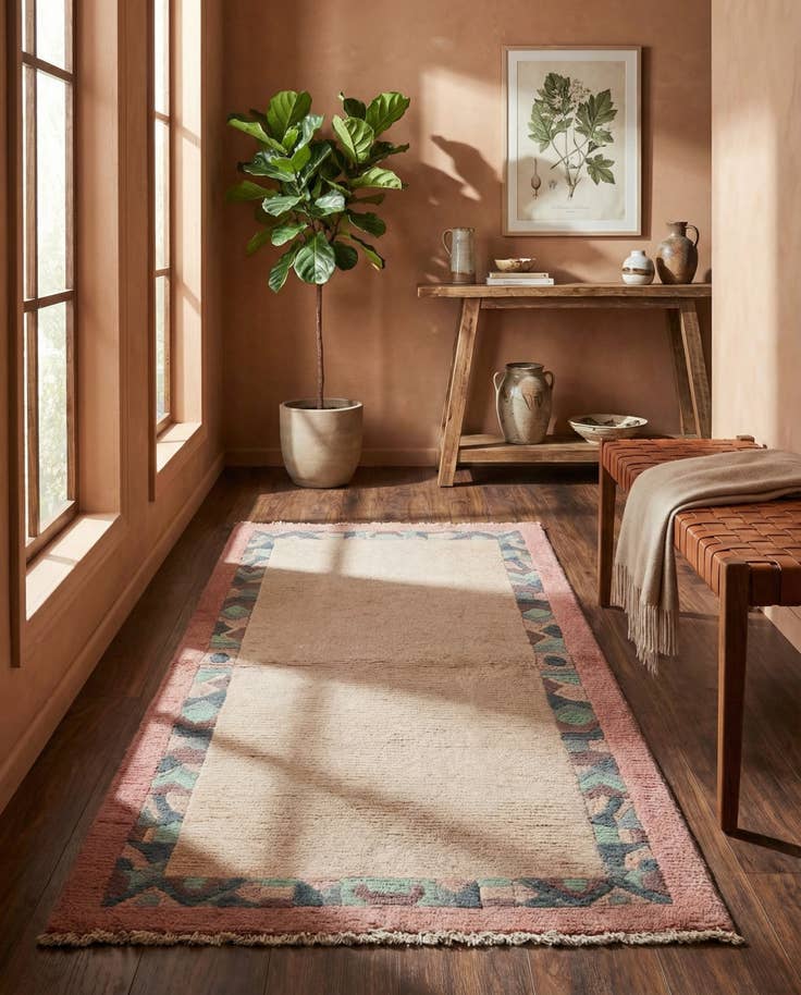 Detail image of 2' 4 x 4' 6 Hand Knotted Nepal Wool Runner Rug