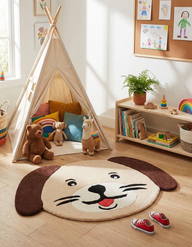 Detail image of 2' x 3' 1 Playtime Kids Wool Freeform Rug