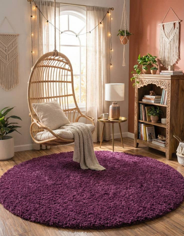 Detail image of 7' 10 x 7' 10 Solid Shag Round Rug